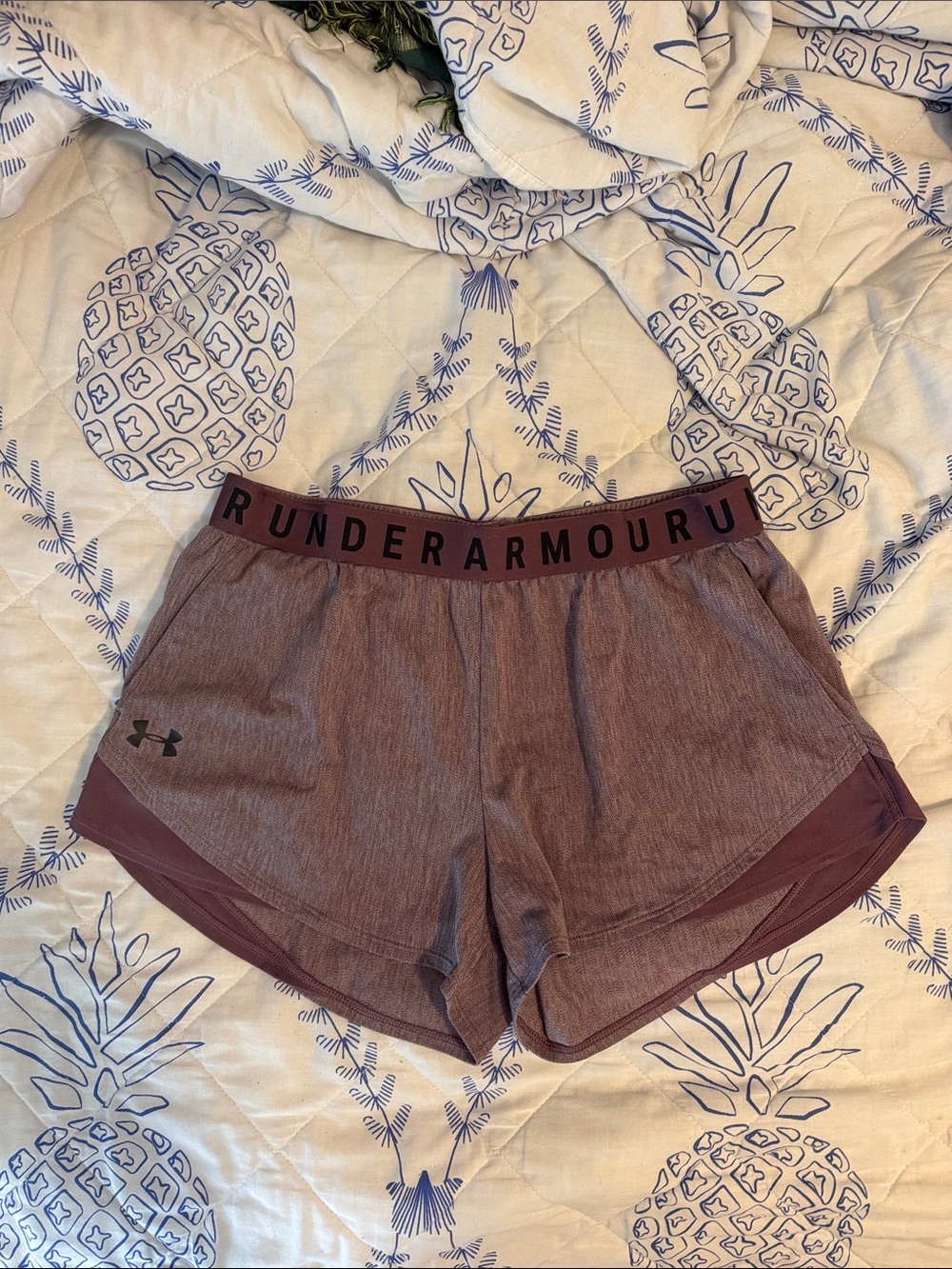 Under Armour Women's Purple Athletic Shorts with Branded Waistband